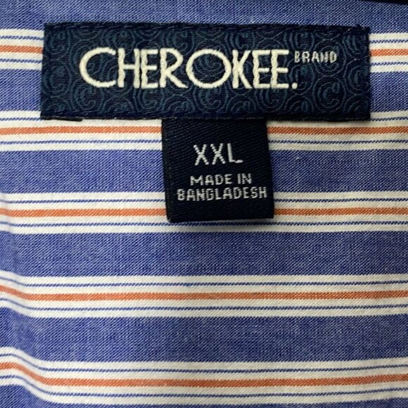 Cherokee Mens Shirt Size XXL Long Sleeve Stripe Button Down Blue White Casual - Picture 7 of 8